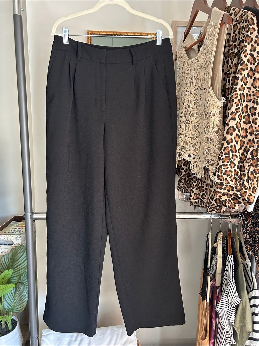 Nine West 10 Black Wide Leg polyester dress Pants
